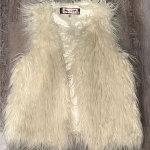 Women's Cream Faux Fur Vest